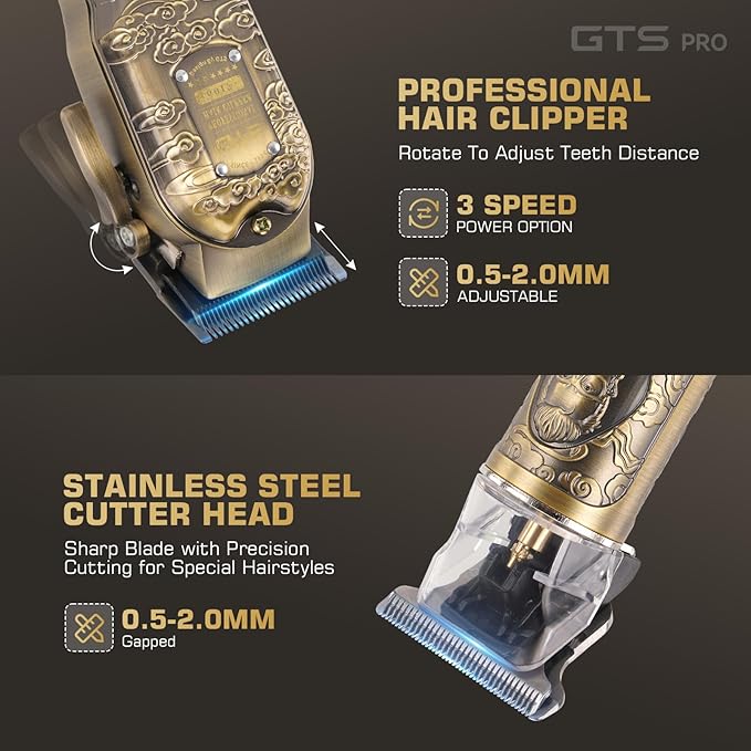 Professional Hair Clippers for Men Set, Electric Haircut Kit Mens Cordless Hair Clipper for Barbers