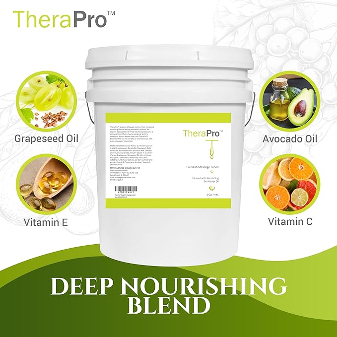 TheraPro Swedish Massage Lotion - 5 Gallon, Unscented, Water Dispersible, Deep Tissue, Smooth Glide