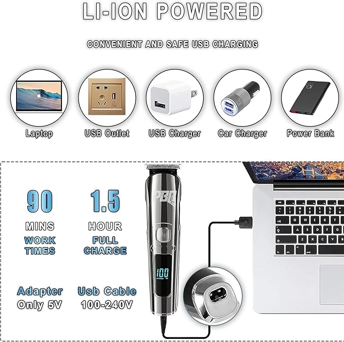 Trimmer for Men Features Waterproof Electric Razor for Your Needs Including Nose, Body, Face and Mustache, Cordless Hair Clippers Shavers for Men Grooming Kit, Silver Color