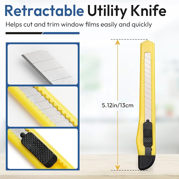 rabbitgoo Window Tint Kit, Window Privacy Film Installation Tint Tools, 3 Pieces Easy to Apply Frosted Glass Stained Glass Privacy Film Application Kit Include Squeegee, Utility Knife, Spray Bottle