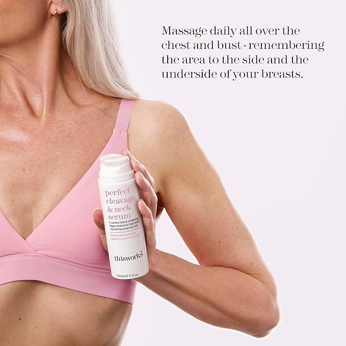 THISWORKS Perfect Cleavage & Neck Serum with Marine Algae & Hyaluronic Acid – Neck Cream Firms & Hydrates – 5 fl oz