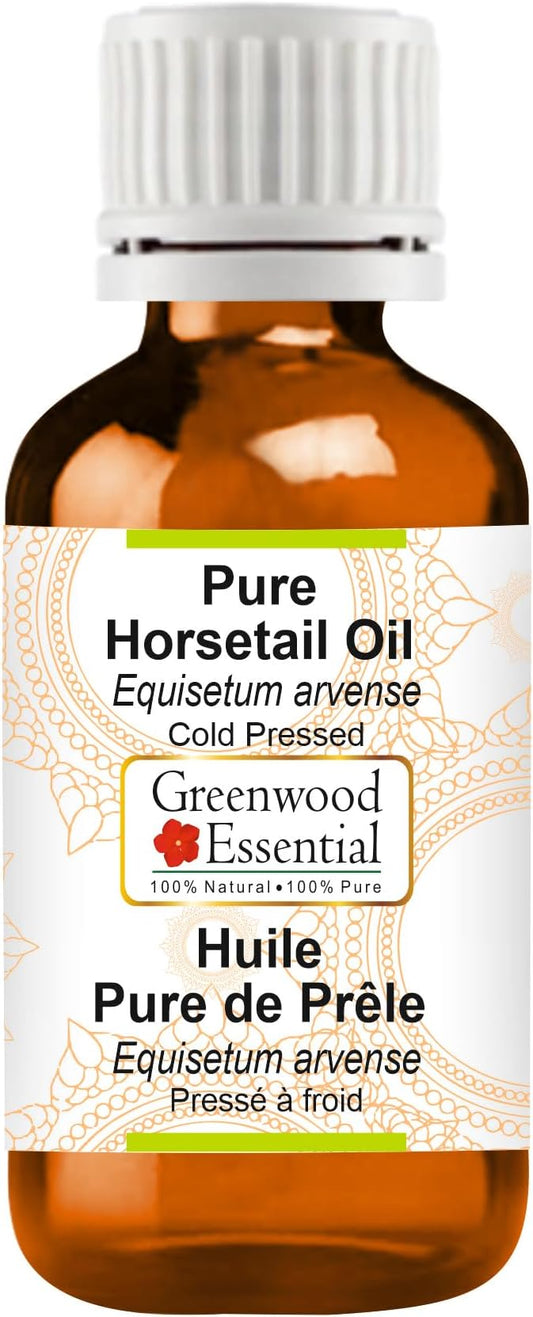 Greenwood Essential Horsetail Oil (Equisetum arvense) | Cold Pressed | Natural | Undiluted | For Diluting Essential Oils | For Hair, Skin & Massage | Men & Women | 30ml (1 oz)