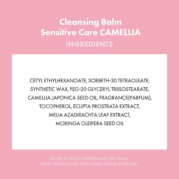 KAHI Cleansing Balm Sensitive Care Camellia - Gentle Makeup Remover Balm with Camellia Seed Oil & Vitamin E - Korean Skincare with Only 10 Ingredients 1.69 oz