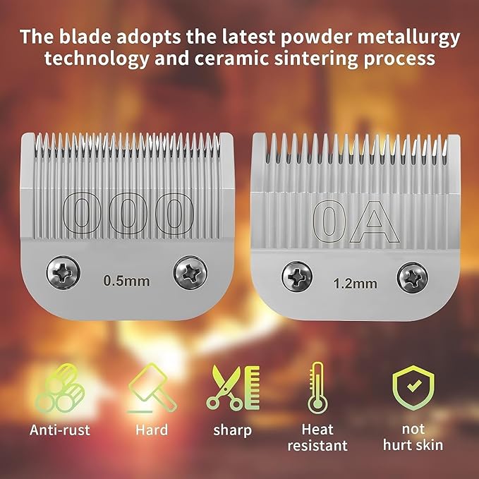 Professional Detachable Replacement Ceramic Blades set,compatible with oster Classic 76/Star-Teq/Power-Teq andi A*dis AGC,BDC,BGC,MBG Series Clippers (7 pcs)