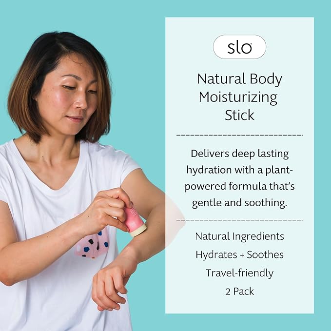 Slo Natural Moisturizing Stick | Body Balm with Organic Ingredients | Hydrating Nourishing | Coconut, Cocoa Butter & Antioxidants | Travel-Friendly | Rose Vanilla & Lime Coconut | 2set (2x2.1oz/60g)