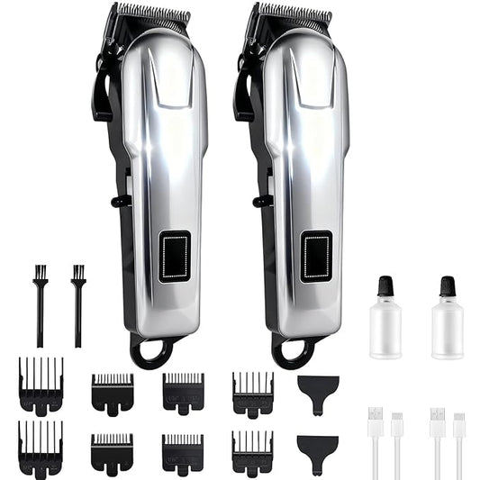 2 Pack Hair Clippers for Men Cordless Clippers for Hair Cutting Rechargeable Beard Hair Trimmer LED Display stocking stuffers for men