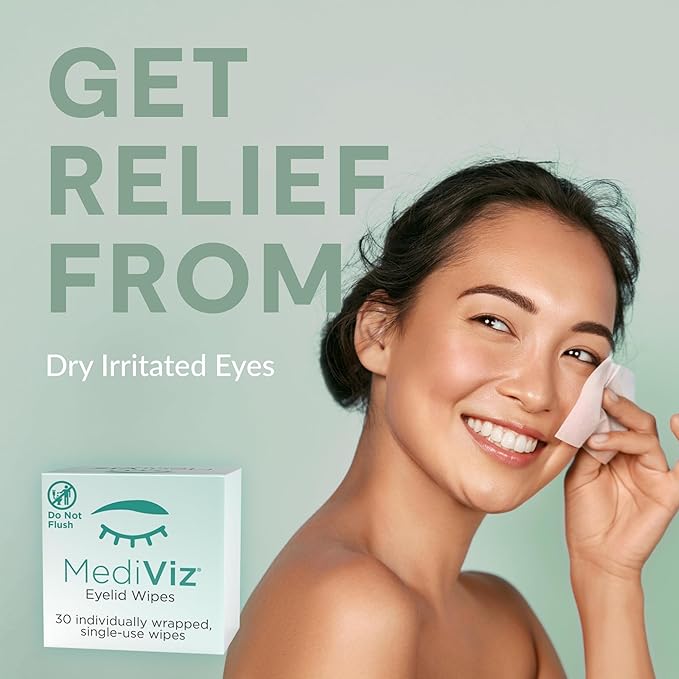 Eyelid Cleanser Wipes - 30 Single-Use Towelettes - Gentle, Hypoallergenic Eyelid Wipes for Soothing Itchy Eyes, Removing Debris & Eye Makeup, and More
