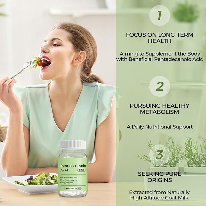 Pentadecanoic Acid, C15:0 Supplement, High Altitude Sheep Milk Sourced, 60 Capsules