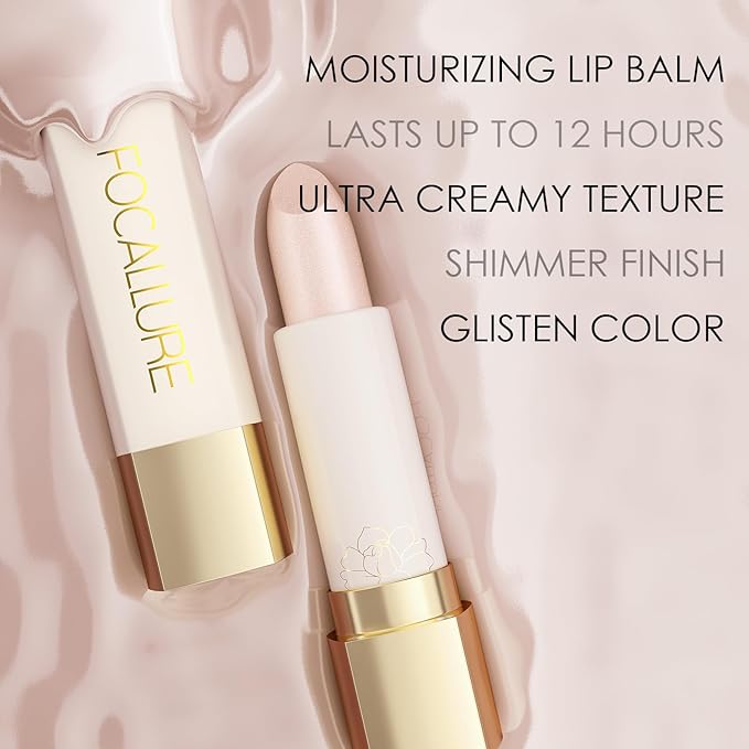 FOCALLURE Moisturizing Shiny Lipstick,Pearl Shimmery Finish,Hydrating Tinted Lip Balm with Creamy Texture,Long Lasting High Pigmented Lip Stain,Flower Dance
