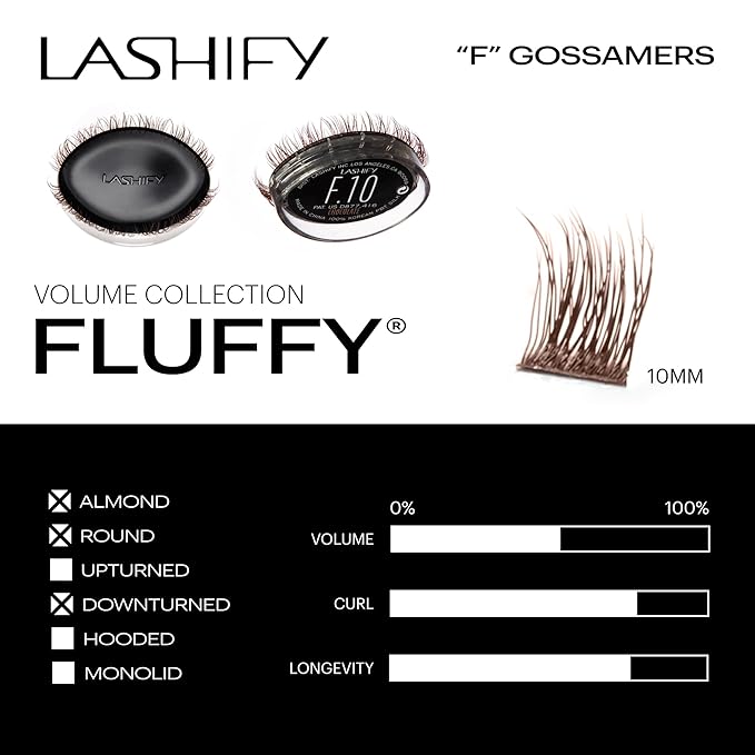 Lashify Fluffy 10mm Gossamer DIY Eyelash Extensions Refill, Chocolate Color, Easy False Lashes To Add Fullness and Dimension
