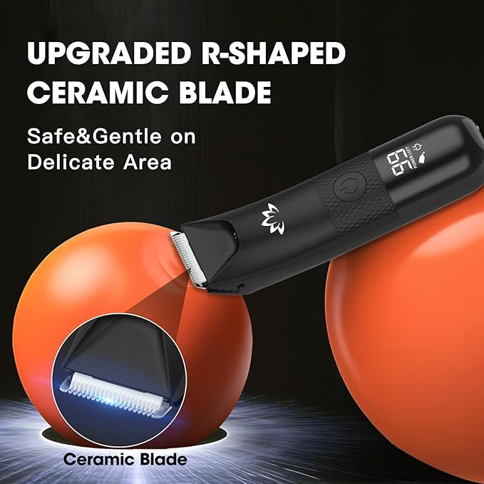 RESUXI Manscape Ball Trimmer for Men,Body& Pubic Hair Trimmer and Groin Hair Shaver, Bikini Trimmer Women,Smooth Shaving, Lightweight with Travel Lock, IPX7 Waterproof Wet/Dry Shaving, LED Display