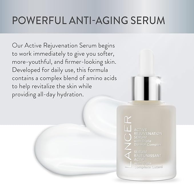 Lancer Skincare Active Rejuvenation Serum with Triple Dermal Complex, Daily Anti-Aging Face Serum, 1 Fluid Ounce