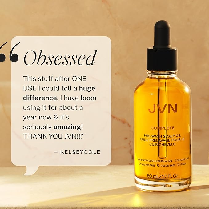 JVN Complete Pre-Wash Scalp Oil, 1.7 Fl Oz, Hair Treatment and Scalp Clarifying Oil Made with Rosemary Extract, Hair Care for Women and Men, Silicone Free