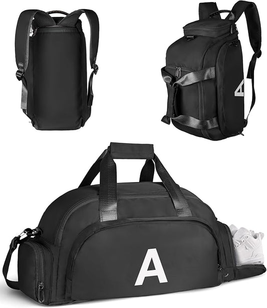 Birthday Gifts for Boys Teens, Initial Gym Bags with Shoe Compartment, Dance Bag for Girls, Monogram Kid Overnight Bags, Carry on Travel Duffel-Perfect for Sport Gymnastics (Letter A)