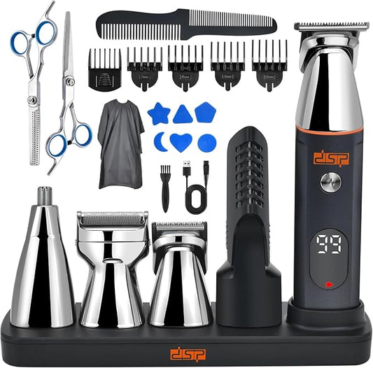 DSP® Beard Trimmer Rechargeable Body Grooming Sets Facial Hair Shaver for Nose Ear Public Hair Cutting Machine IPX7 Waterproof