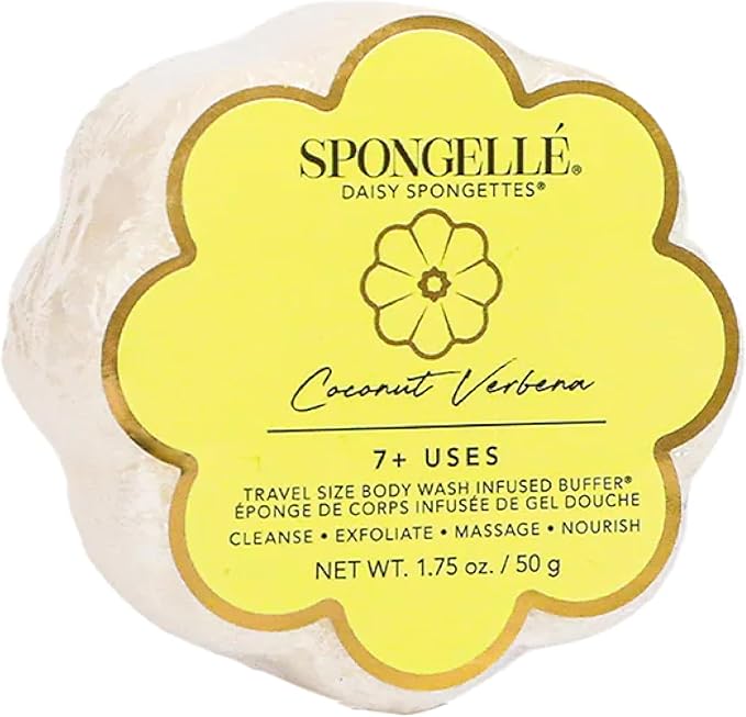 Spongelle Coconut Verbena Spongette Loofah Body Scrubber | Bath & Shower Loofah for Women | Body Scrubber Exfoliator with Body Wash Infused Sponge | 5+ uses | Creamy Coconut, Verbena & Lime