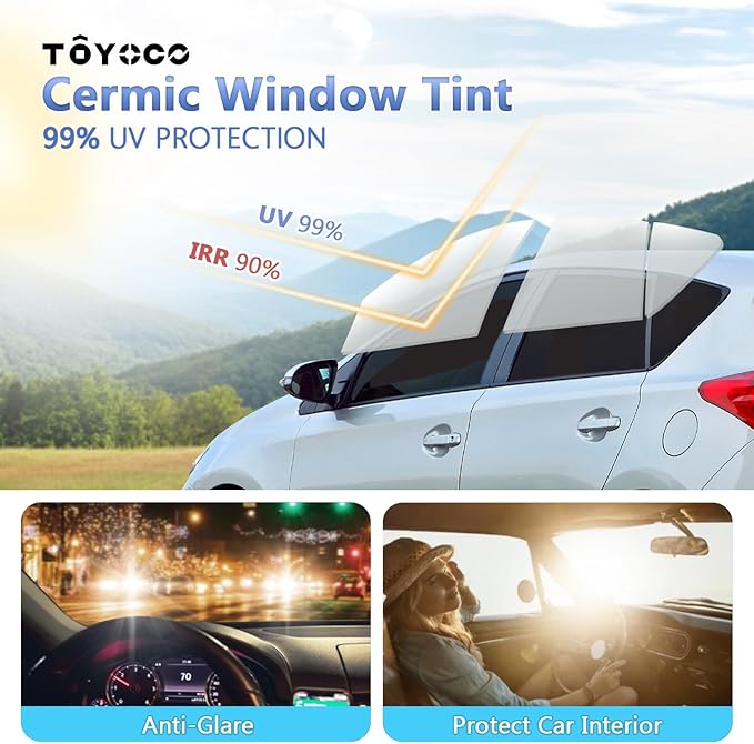 35% VLT Ceramic Car Window Tint - (20in * 20ft) Window Privacy Film, 99% Blocks UV & 95% IR Ray, Glare Reduction Blackout Windows Film Auto Car Windshield Sun Shade Roll
