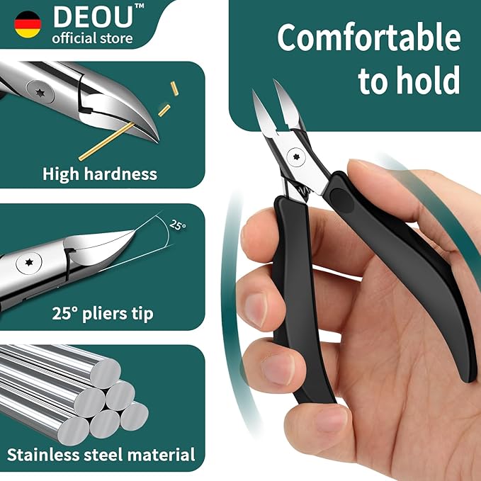 DEOU Toenail Clippers Blade for Ingrown and Thick Nails Stainless Steel Pedicure Tools at Home ingrown toenail Treatment Professional Podiatrist Nail Clippers with (Eagle Beak Pliers+Nail Remover)