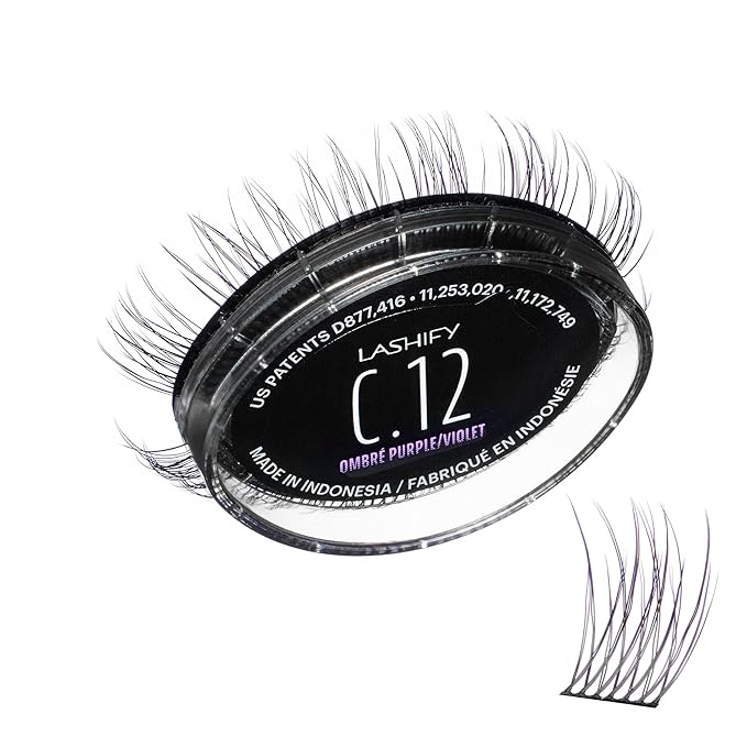 Lashify Curl 12mm Gossamer Eyelash Extensions Refill in Ombre Purple, Easy DIY False Lashes for a Natural Look
