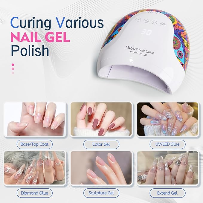 Goodoo UV LED Nail Lamp, 48W Nail Dryer for Gel Polish with 4 Timer Settings & LCD Display and Automatic Sensor, Professional UV Dryer for Home Salon