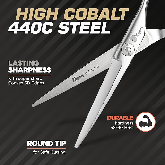 Fagaci Hair Scissors Professional 6” 440C Steel for Superior Precision, Extremely Sharp Blades Hair Cutting Scissors for Women & Men, Durable Sharpness Hair Shears for Hair Cutting, Barber Scissors