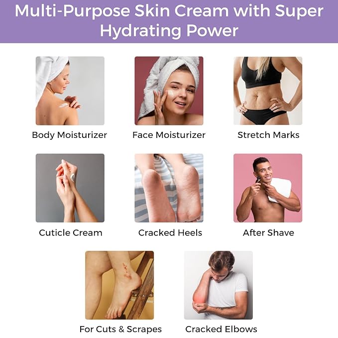 RaGaNaturals Calming Lavender Hand & Body Cream for Dry to Very Dry Skin - All Natural Vitamin E Face Cream to Deliver Healthy-Looking Glow -Non Toxic, Vegan Lavender Lotion for Women, Men, Baby -8 Oz