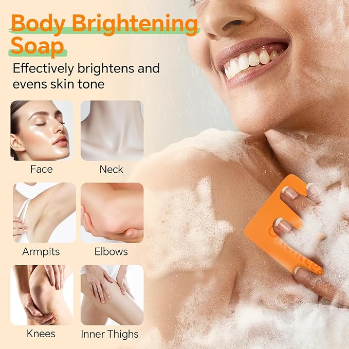 Kojic Acid Soap with African Sponge Net, 4oz Turmeric Soap Bar, Fresh Citrus Scent, Gentle for Face and Body Wash with Vitamin C, Retinol (2 Pack)