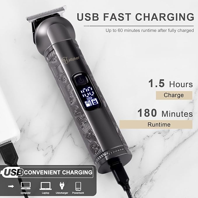 Hatteker 8-in-1 Multi-Functional Grooming Kit for Men Beard Trimmer for Men Hair Clipper Precision TrimmerNose Ear Trimmer Body Groomer Zero-Gap T-Blade, IPX7 Waterproof Cordless Trimmer Set