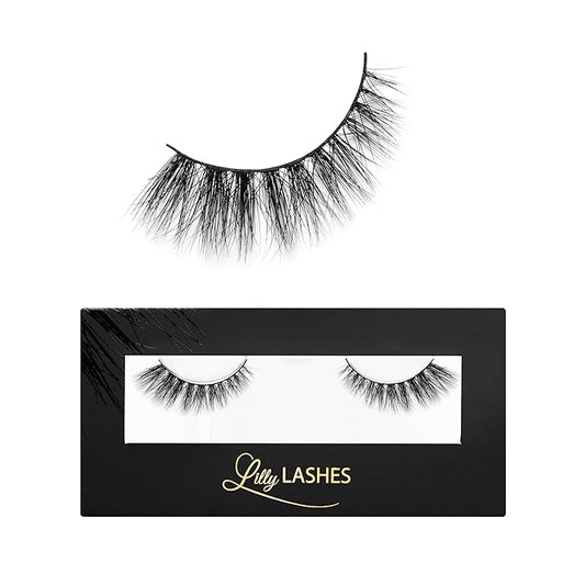 Lilly Lashes Doha 3D Mink Lashes, The Original Lilly Lash for Wispy & Natural Look, Reusable Eyelashes up to 25x, Fluffy Eyelashes, Strip Lashes, Lash Glue not Included