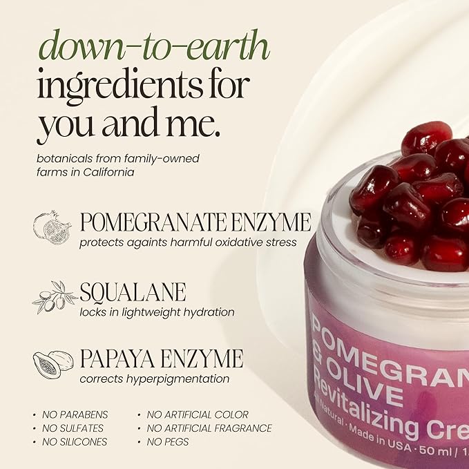 Mudita Earth Squalane Face Cream – 1.7oz | Dermatologist-Tested, Rich Moisturizer for Aging & Dry Skin | Hyaluronic Acid, Pomegranate & Olive, Vegan Caviar for Wrinkles, Dark Spots & Hyperpigmentation