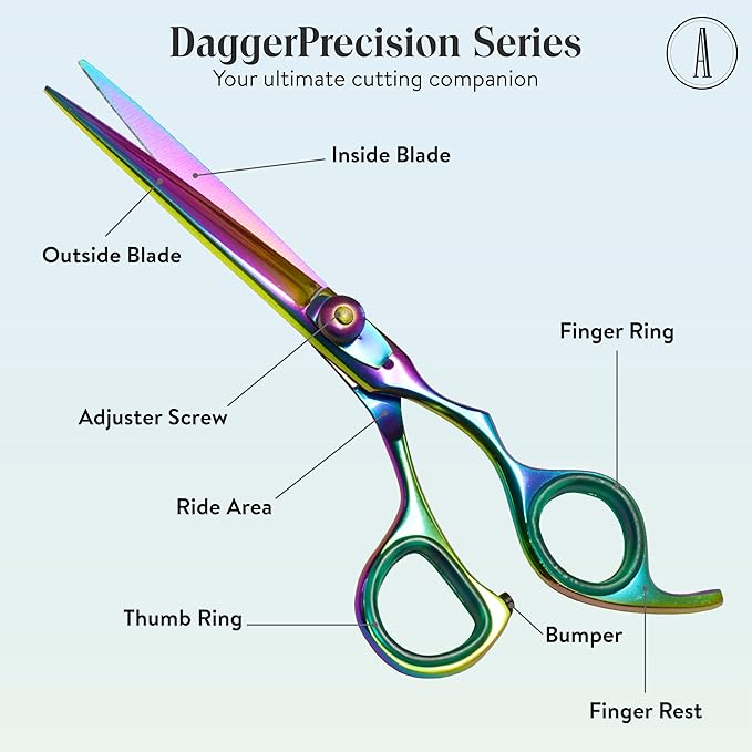 ANDUSTRIAL - Professional Hair Cutting And Thinning Scissors/Shears For Men/Women/Home/Salon - Premium High Carbon Steel Quality - Smooth And Sharp - 7 Inch, Multi Colored