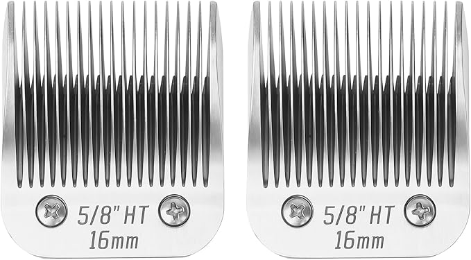 2 Pcs Size 5/8HT Detachable Dog Grooming Blades, Compatible with Andis, Oster A5, Wahl KM10 Series Clippers, Cut Length 16mm, Silver(5/8HT 16mm, 2 Packs)