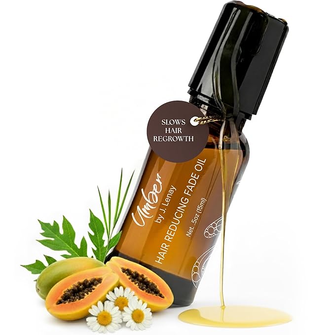 Umber by J. Lenay Hair Reducing Fade Oil – Regular Strength (Not sensitive skin), Minimizes Hair Growth for Face & Body – For Women & Men – 15ml Serum