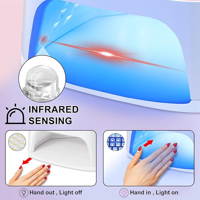 LIMEGIRL UV LED Nail Lamp Kit for Gel Polish Professional Fast Curing Pink Dryer Light Set with 45PCS Lamp Beads and Gloves Cordless Rechargeable Nail Art Cure Machine for Manicure Pedicure