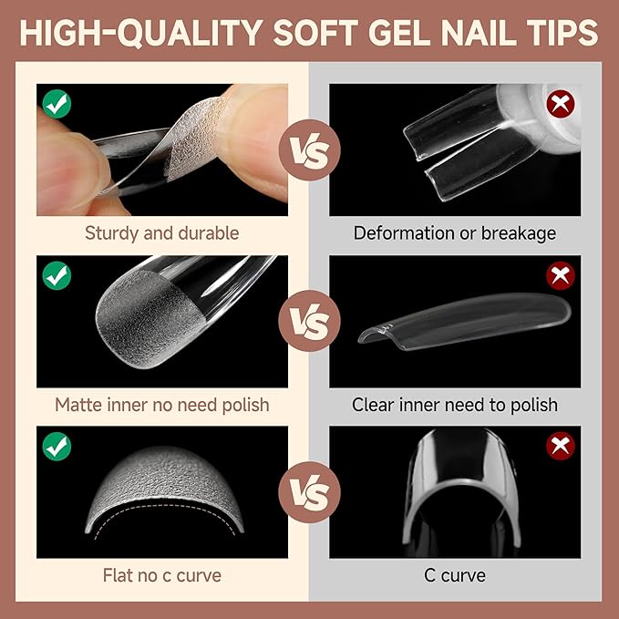 UNA GELLA Coffin Nails Tips Medium: Gel Nail Tips Coffin Shape 330pcs Pre-Etched Full Cover Press On Clear Acrylic Fake Nails Extension DIY Salon 15 Sizes