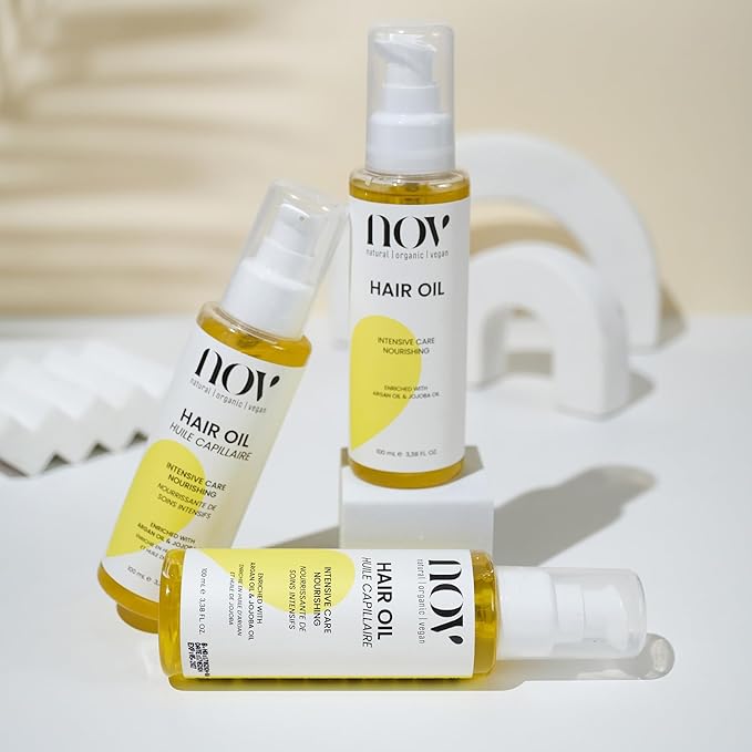 NOV Intensive Care Nourishing Hair Oil - Organic Olive and Argan Hair Growth Oil - Revitalize and Hydrate - Reduce Breakage and Split Ends - 3.38 oz