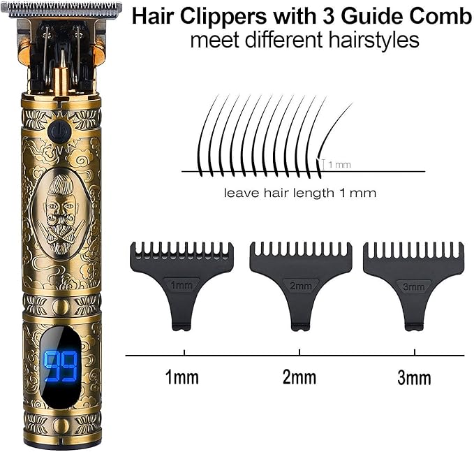 Hair Clippers for Men, Professional Hair & Beard Trimmer for Men, T-Blade Hair Edgers Clippers, Gold Knight Close-Cutting Trimmers, Cordless Clippers for Hair Cutting