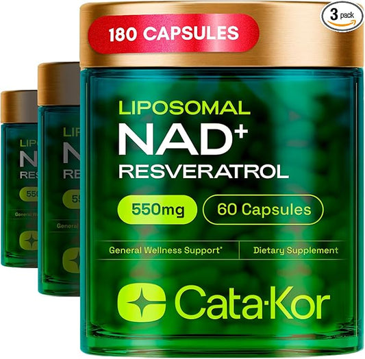 NMNH Supplement Alternative – Liposomal NAD+ Resveratrol – 30-Day Supply – Third-Party Tested – 180 Capsules – Advanced NAD+ Supplement - Pack of 3