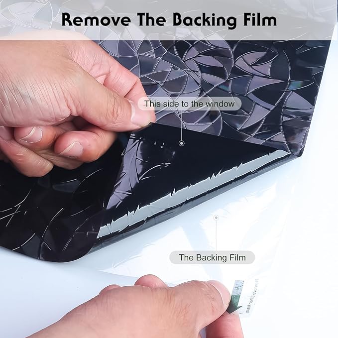 Volcanics Total Blackout Window Privacy Film with Installation Tools, Rainbow Room Darkening Black Window Cover, Static Cling 100% Light Blocking 17.5 x 78.7 Inches