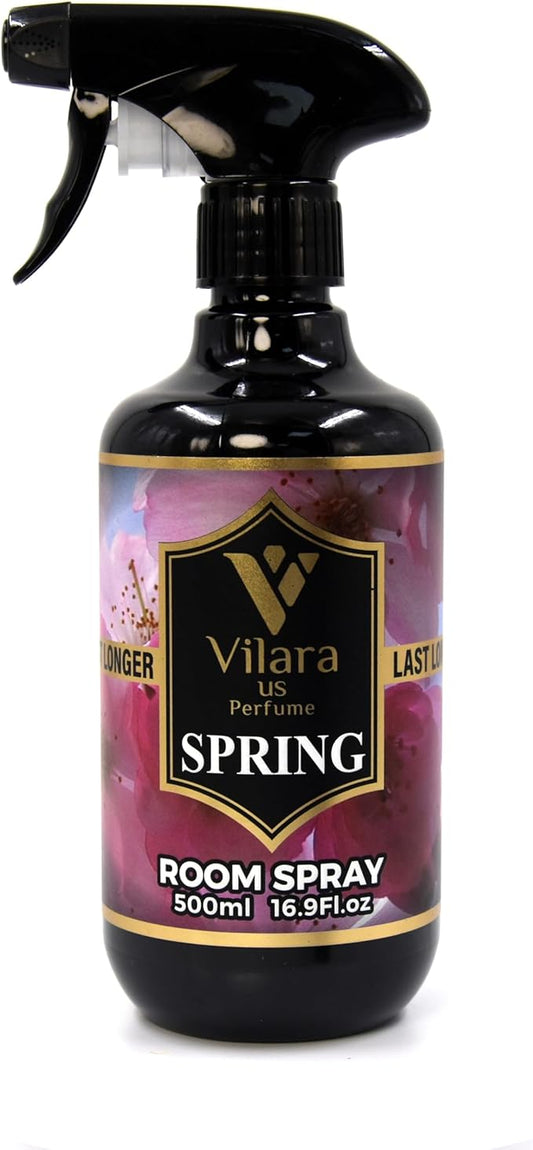 Vilara US Room Spray Freshener – Long-Lasting Luxury Perfume Scent, Linen & Fabric Spray for Bedding, Furniture, Home & Bedroom Aromatherapy – 16.9 fl oz (Spring)