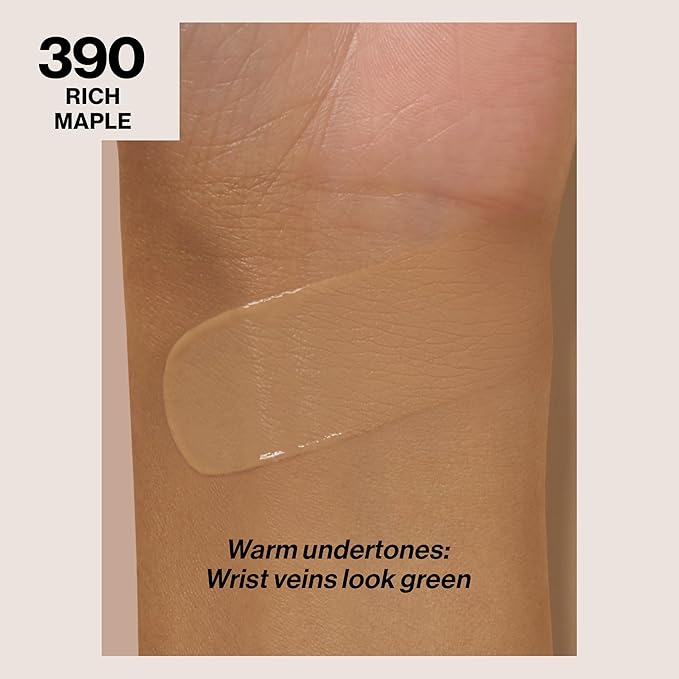 Revlon Liquid Foundation, ColorStay Face Makeup for Combination & Oily Skin, SPF 15, Medium-Full Coverage with Matte Finish, Rich Maple (390), 1.0 oz