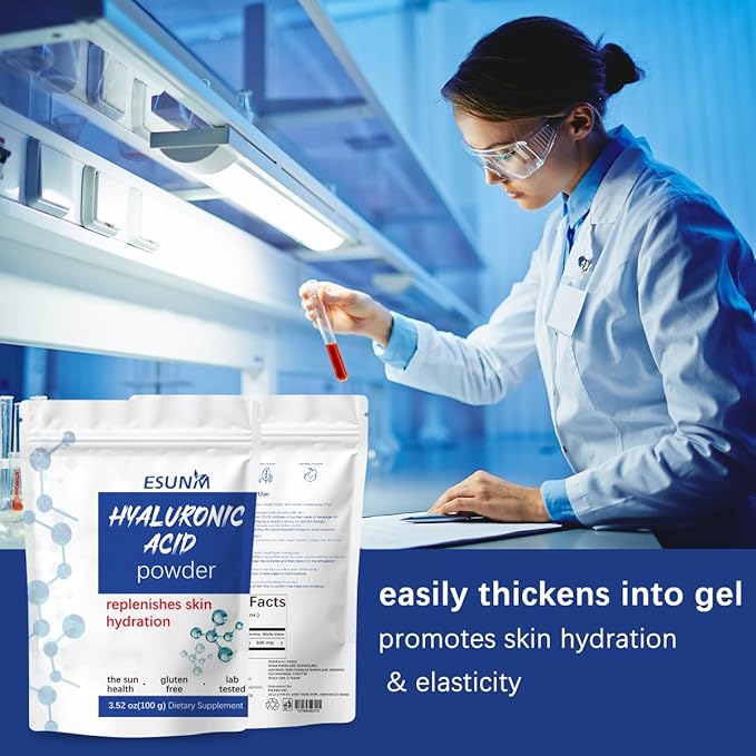 Hyaluronic Acid Powder for Skin Care,Low Molecular Weight, Cosmetics Grade | Skin Hydration and Moisture Support Supplements,Water Soluble Moisturizing Ingredient for DIY Facial Serum 3.52 oz