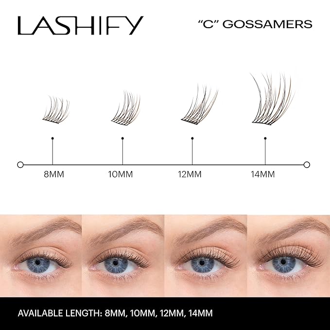 Lashify Curl 14mm Gossamer Eyelash Extensions Refill, Truffle Color, DIY False Lashes for a Natural Look