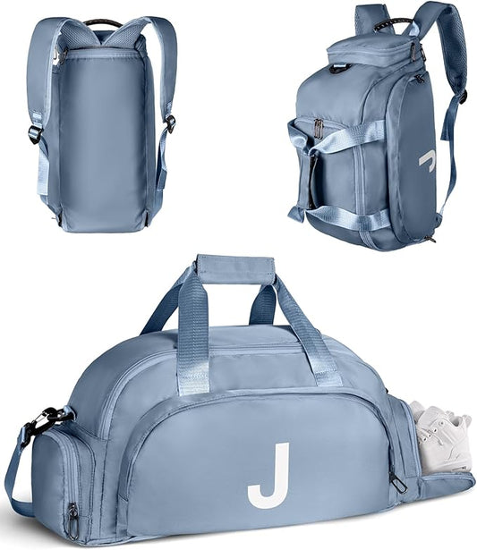Cute Stuff for Girls 13-18, Initial Gym Bags with Shoe Compartment, Dance Bag for Girls, Monogram Kid Overnight Bags, Small Travel Duffle Tote-Perfect for Ballet Yoga Sport (Letter J)
