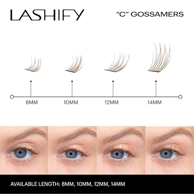 Lashify Curl 10mm Gossamer Eyelash Extensions Refill, Ginger Color, DIY False Lashes for a Natural Look