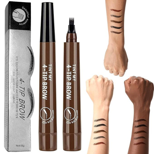 2PC Microblading Eyebrow Pencil Waterproof & Ultra-Fine Tip - Eyebrow Pen for Natural Hair-Like Strokes, Brow Pencil with Smudge-Proof Long Lasting Formula for All-Day Wear