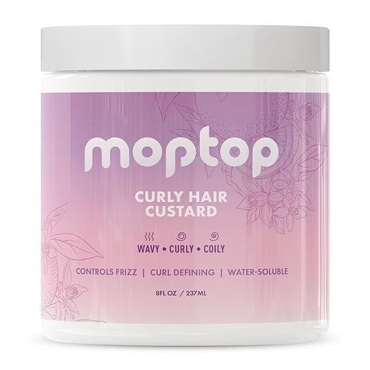 MopTop Curly Hair Gel Custard - Styling Gel for Moisturizing and Defining Soft Curls, Lightweight and Anti Frizz, Curly Hair Products for Waves, Coils & Kinks (Citrus Kumquat, 8oz)