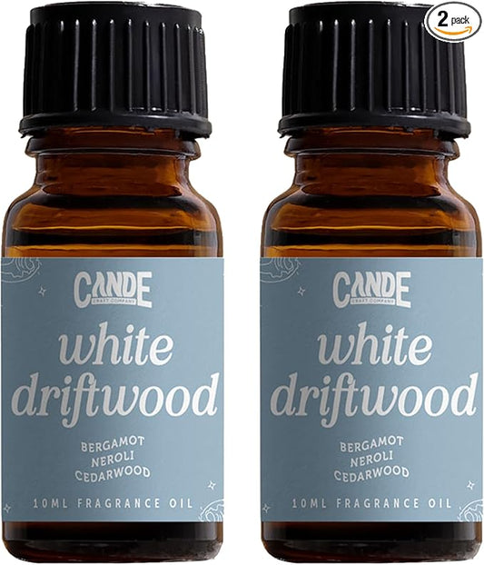 CANDECraftCo Premium Fragrance Oil – Diffuser Oils Fragrances Scented for Home, Candle Soap Making Supplies, Aromatherapy Blends for House (0.34 Fl Oz) (2-Pack, White Driftwood)