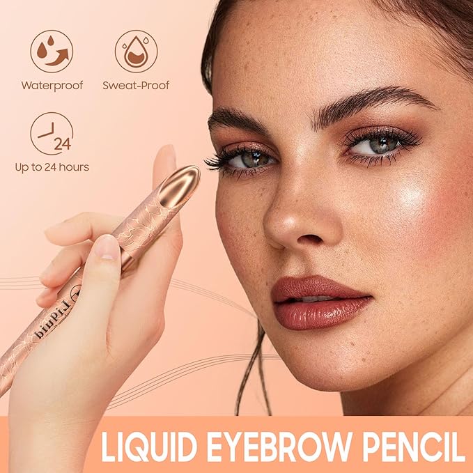 Eyebrow Pen - Upgraded 3D Liquid Eye Brow Microblading Pencil With Micro 4 Point Lift & Brow Pen Snatch, Long-Lasting Waterproof (Dark Brown)