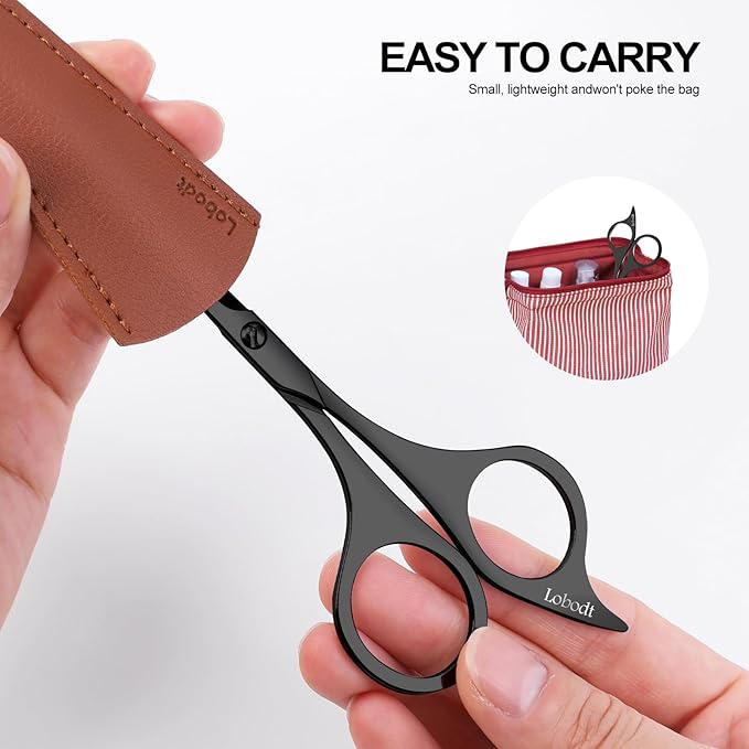 Professional beard scissors, 4.9-inch (black) small pointed stainless steel hairdressing scissors, Moustache Trimming，suitable for personal care and beauty of both men and women